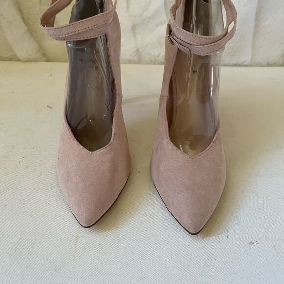 Shoe Dazzle  Solena blush pink faux suede ankle straps heels pointed toe… - Picture 3 of 11